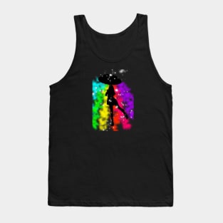 Woman umbrella rainbow rain Tank Top